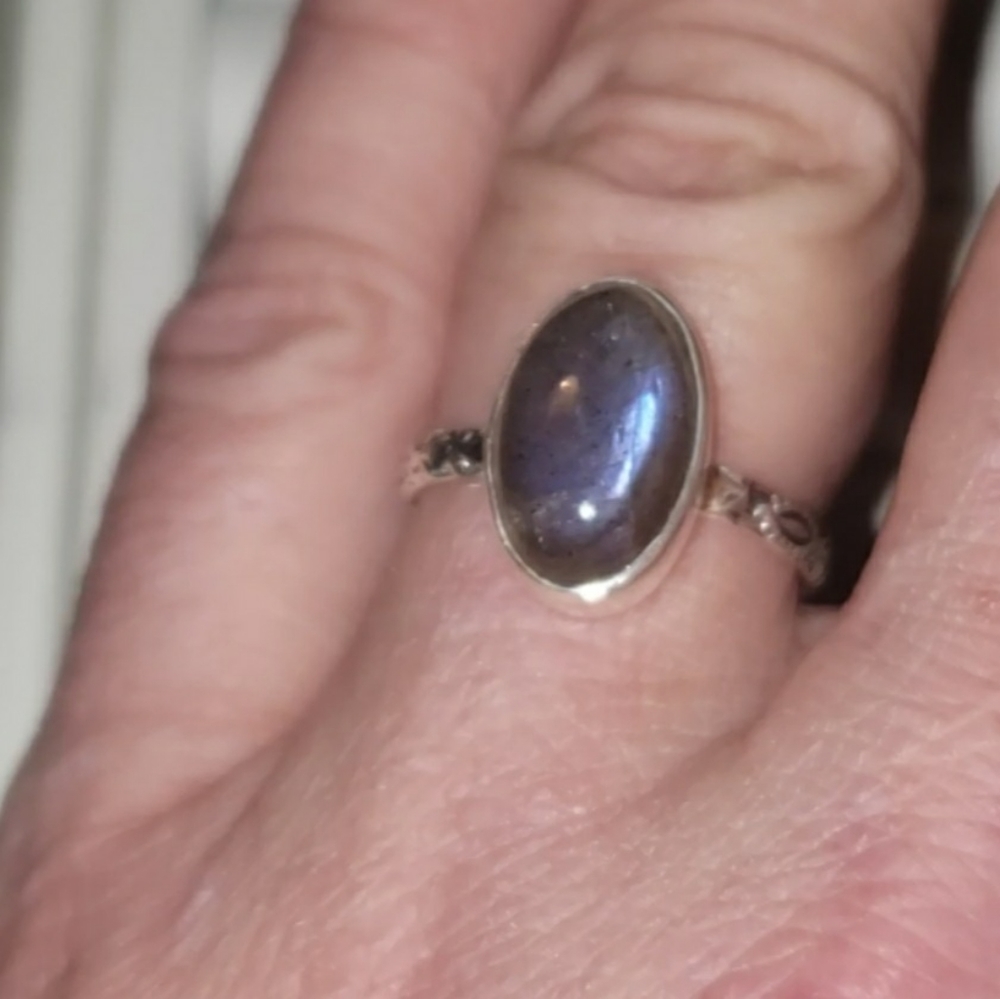 Purple Labradorite Ring. Solid 925 Silver(Not Pla… - image 3